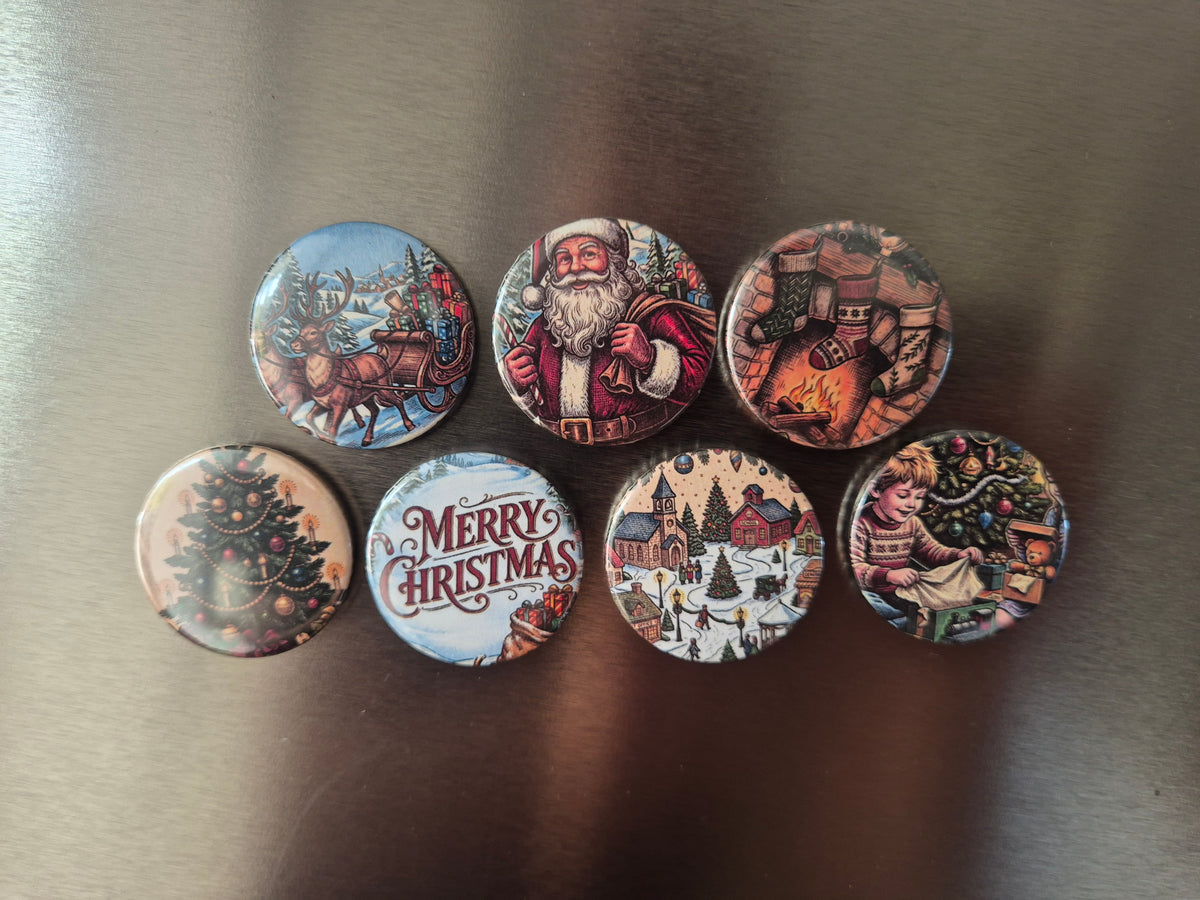 Xmas magnets, set of 7, 32mm