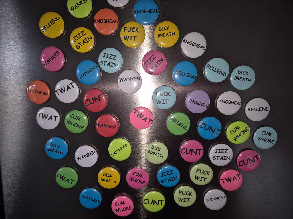 Adult Insult Fridge Magnets 25mm – Rude Novelty Magnets (Pack of 5 or 10)