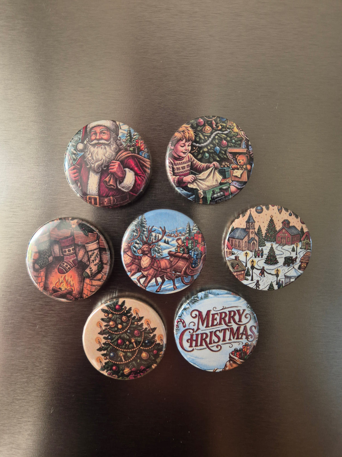 Xmas magnets, set of 7, 32mm